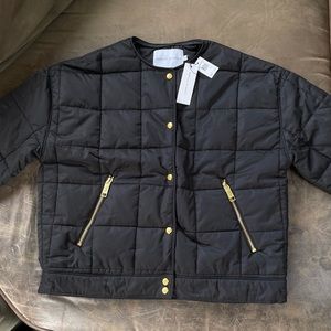 Authentic Rebecca Minkoff Black and Gold Lightweight Quilted Jacket NWT
